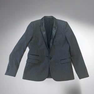 Grey Wool Blazer Black Leather Jacket The Kooples